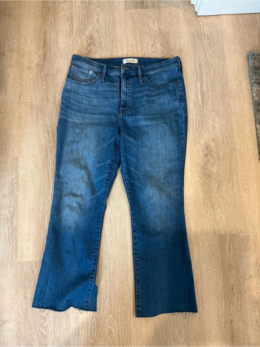 Cropped Madewell Blue Denim Wide-Leg Jeans